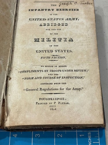 INFANTRY EXERCISE OF THE UNITED STATES ARMY, ABRIDGED P Potter 1824 5th ed