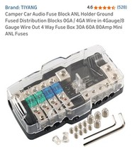 Camper Car Audio Fuse Block ANL Holder Ground Fused Distribution Blocks 0GA /...