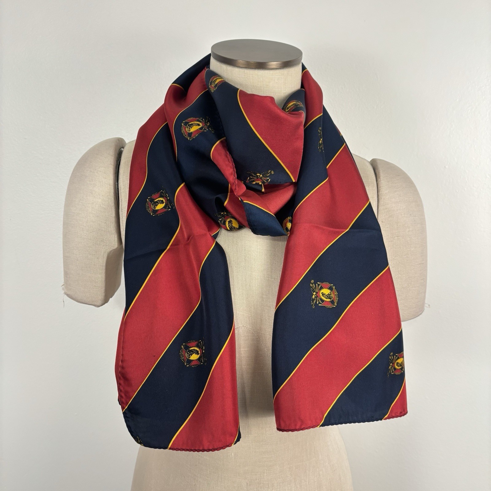Red Navy Shield Emblem Scarf Rectangular Preppy D… - image 2