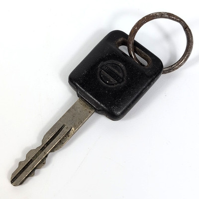 Vintage OEM Nissan Car Key - Classic Black Square Head - Retro Automobilia Prop