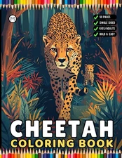 Cool Cheetah Coloring Book Gift for Adults Kids Boys Girls Teens Youth 50 Pages