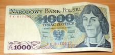 Narodowy Bank Polski 1000 Poland 1982 TYSIAC ZLOTYCH Polish BANKNOTE Currency