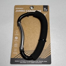 6 inch Black Spring Link D Shape Jumbo Carabiner Camping Handhold Clip Hook
