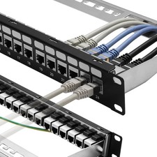 24 Port Cat6A Patch Panel 10G Shielded 1U 19in Network Keystone Coupler Panel