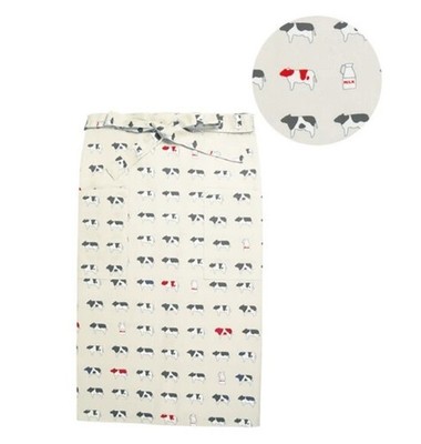 Cows and Milk Design Cotton Waist Apron Japanese Kitchen Cafe Hamamonyo