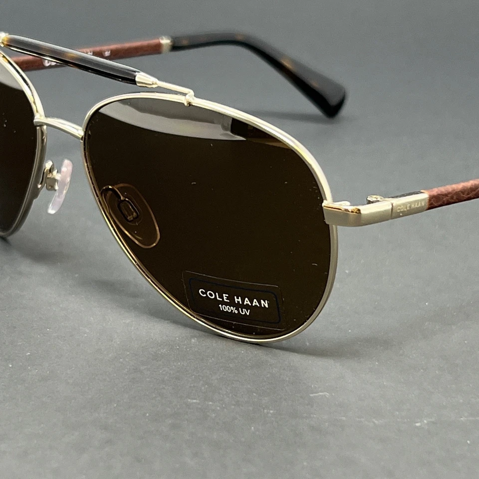 Gafas de sol Cole Haan CH6002 717 doradas 59 mm para hombre lentes marrones metal aviador Foto 3 de 4
