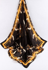 100 Silk 35" large Square Scarf Women Wrap neckerchief black yellow beige JH31