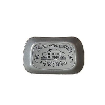 Vtg Wilton Armetale  Bless This House  Pewter Bread Warming Tray Dish Plate