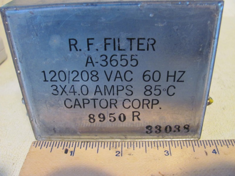 R F filter A-3655 3X4.0 amps 60HZ 120/208V Captor Corp Ham Radio