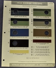 1942 Dodge Paint Chip Colors Sheet Sedan Convertible Coupe Nice Original 42 1942 Dodge Paint Chip Colors Sheet Sedan Convertible Coupe Nice Original 42