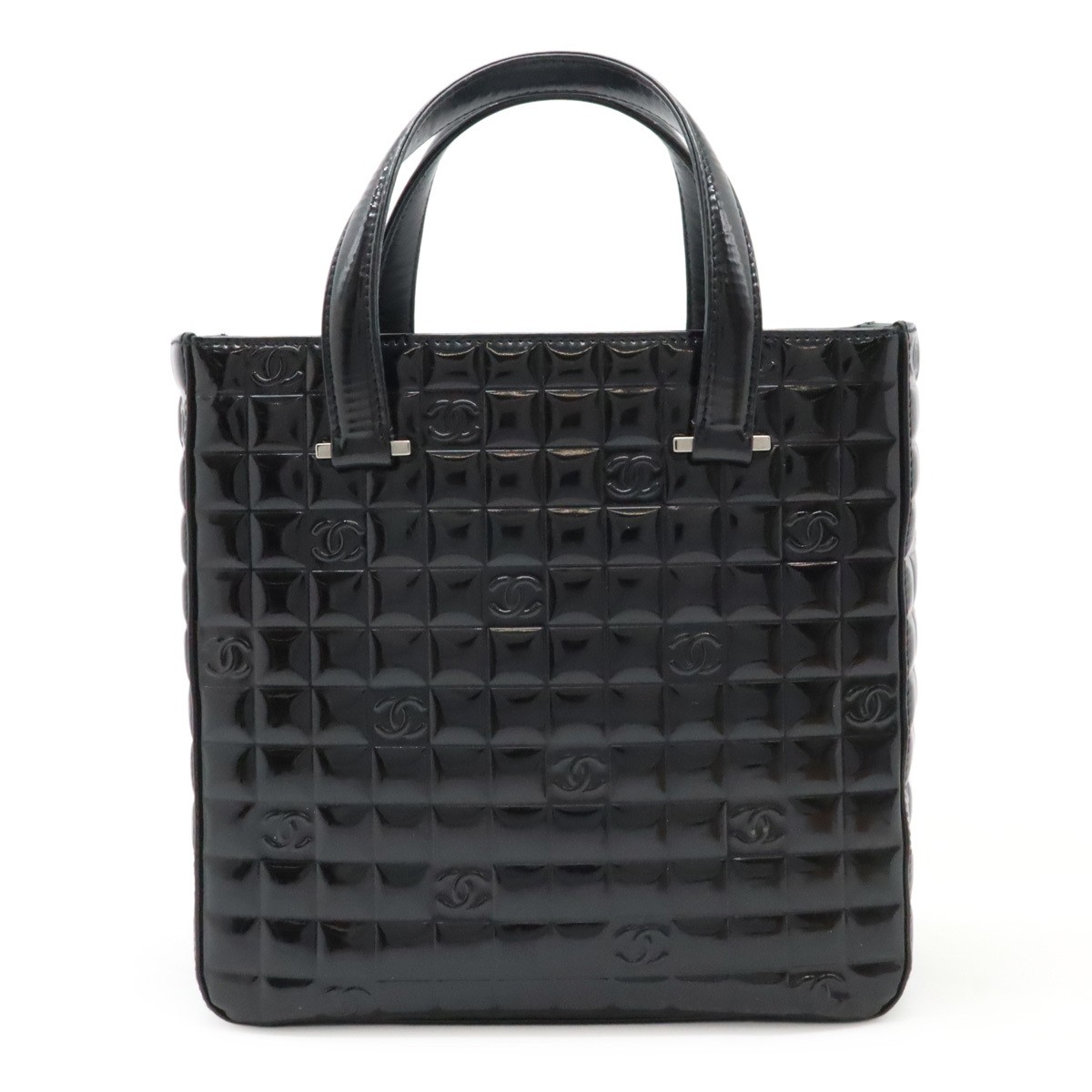 CHANEL Coco Mark Tote Bag in Black Patent Leather with Silver Hardware A20131
