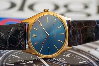 Rolex Cellini 3806 32mm Gelbgold blaues Zifferblatt Ser. 243xxxx 10958