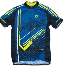 Pearl Izumi Elite XL Full Zip Blue Yellow Cycling Jersey Shirt Bike Geometric