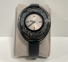 Swarovski crystalline oval gunmetal, stainless, w 1700 crystals watch. NEW