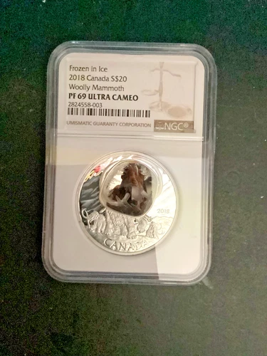 2018 CANADA $20 SILVER “FROZEN IN ICE” MAMMOTH & SCIMITAR CAT PAIR NGC PF70 UC