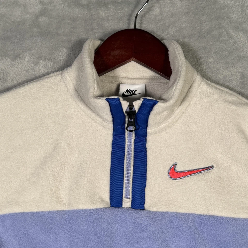 Nike Fleece Pullover Womens Extra Small Colorblock 1/4 Zip Cropped Jacket - Image 2 of 4