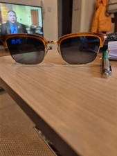 Image of New Without Tags Persol PO 3327S Sunglasses Terra Di Siena Frame Blue Lens