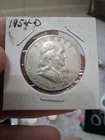 1954-D Franklin Half Dollar 50C Denver  circulated 90% Silver. Under Melt Price
