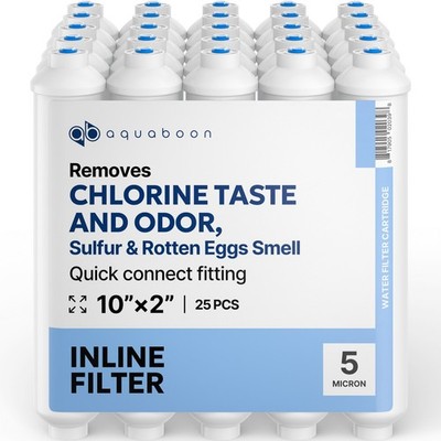 25 Pack of Inline Post/Carbon Polishing Water Filter for RO Standard Size QC
