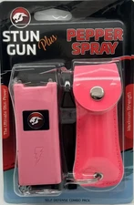 RECHARGEABLE STUN GUN W/ FLAHLIGHT & PEPPER SPRAY COMBO