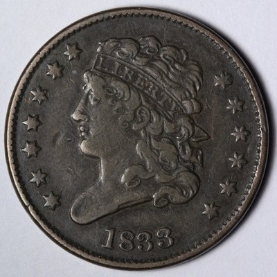 1833 Classic Head Half Cent XF E109 KDBA