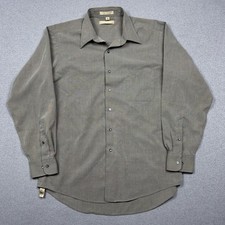 Geoffrey Beene Rayon Poly Blend Button Dress Shirt Mens 16.5 Neck Gray Check