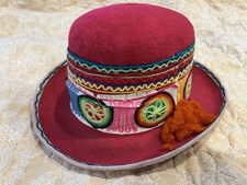 Traditional Bowler Hat Cuzco Peru Unisex Huayno Dance Costume Handmade Wool 4