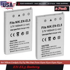 2PCS Battery Replacement for Nikon EN-EL5 Coolpix P90 P100 P500 P510 P520 P530