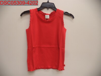 NWT - Boboli Girls Red Rib Knit Lace Trim Tank Top, Size 10 8445470030317