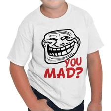 Retro Troll Face Funny Internet Meme You Mad Youth Crewneck T Shirts Boy or Girl