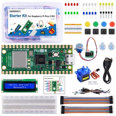 Starter Kit for Raspberry Pi Pico 2W Included Dual Arm Cortex-M33 and Dual H...