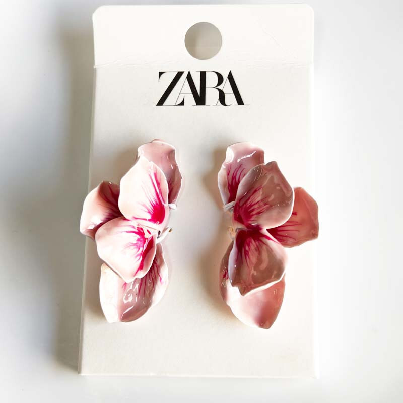 Zara Enamel Flower Huge Stud Earrings Statement Gift Fashion Party