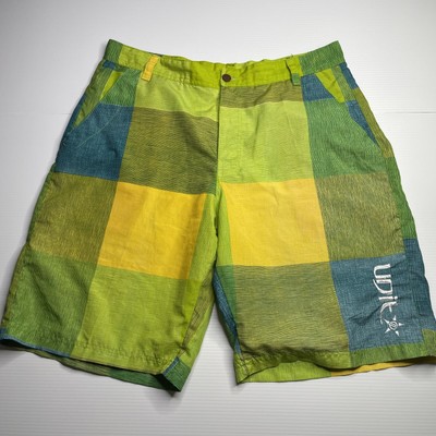Unit Green Yellow Squares Board Shorts 