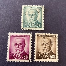CSSR 3 Briefmarken Gestempelt 1945/47, „G. Masaryk“