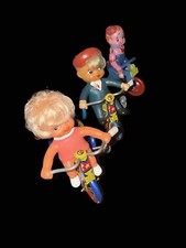 Trio Of Vintage Litho Tin Celluloid Tikes On Trikes 