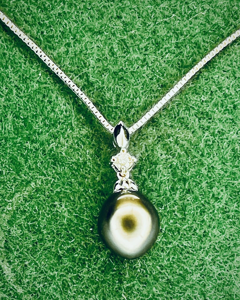 Tahitian Pearl & Diamond Ring w/ Earring Pendent Set - 14k Gold necklace Set - Image 3 of 4