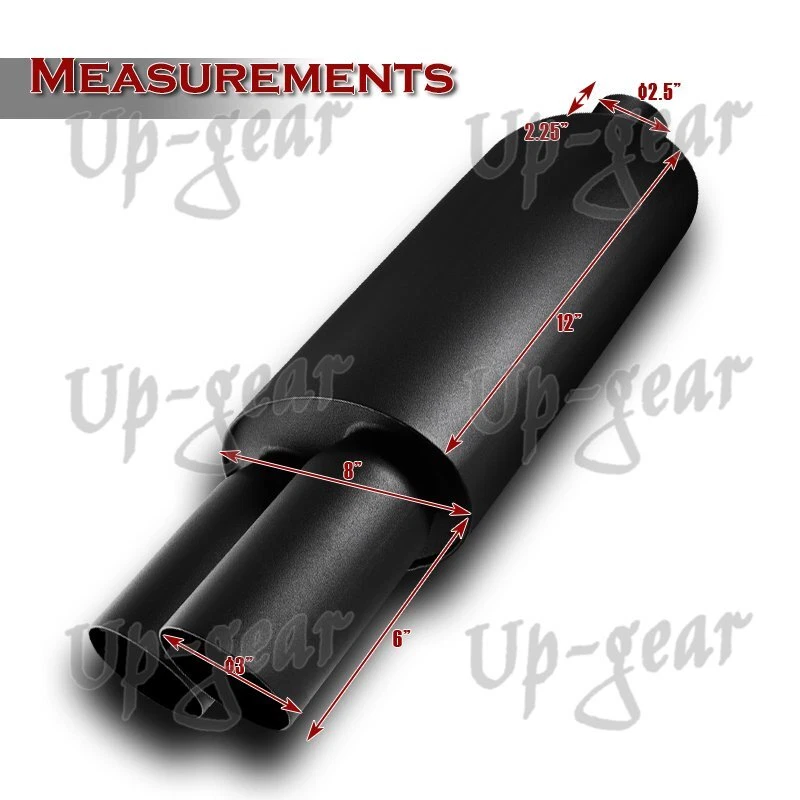 Silenciador de escape universal de 3" de doble punta de acero inoxidable negro de 2,5" de entrada Foto 4 de 4
