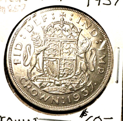 イギリス　1937年　クラウン Great Britain 1937 crown KM 857 AU/Unc | eBay