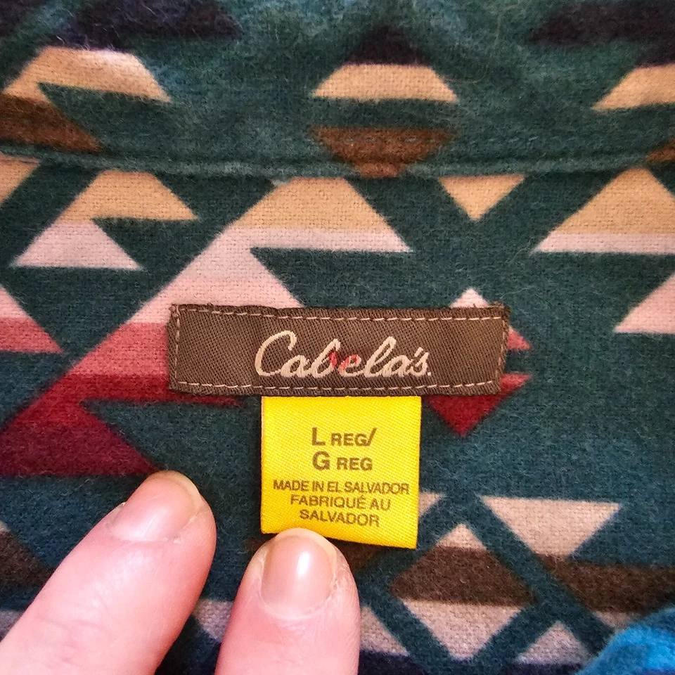 Cabelas Top Shacket Mujer Grande Verde Azulado Franela Botón Suroeste Oeste Foto 3 de 4