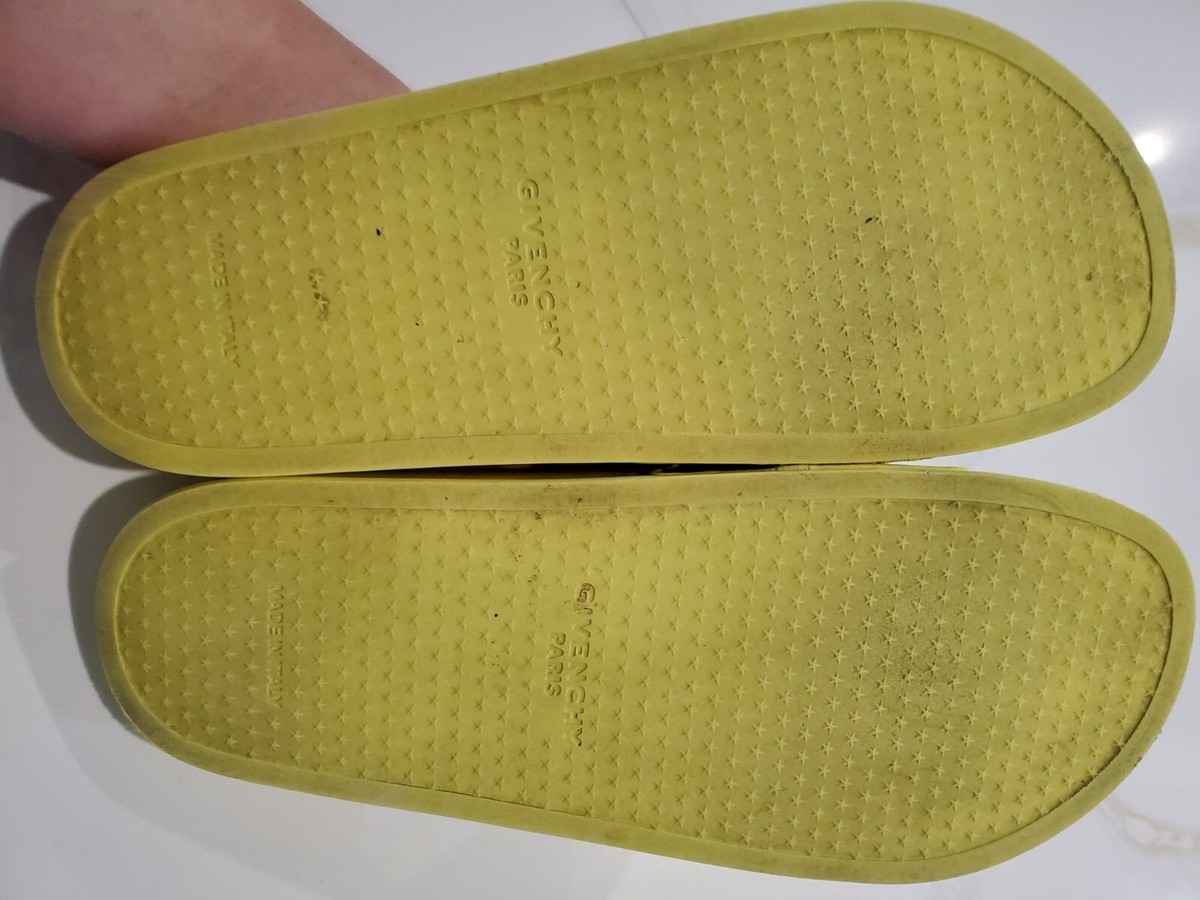 Givenchy Yellow Embossed Logo Slide Sandals size 9 EU 42 $450 Givenchy 4G logo leather slides sandal yellow sz 42 11  main image 2