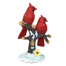 Cardinal Figurine - 2 Red Christmas Cardinals sitting on a snowy branch - #2087