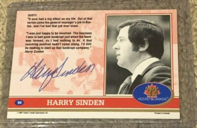 1991-92 Future Trends 1972 Canada Russia Summit Series Harry Sinden Auto 