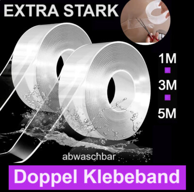 CANOPUS Doppelseitiges Klebeband Extra Stark 3m X 5mm - 4218P Wasserdicht