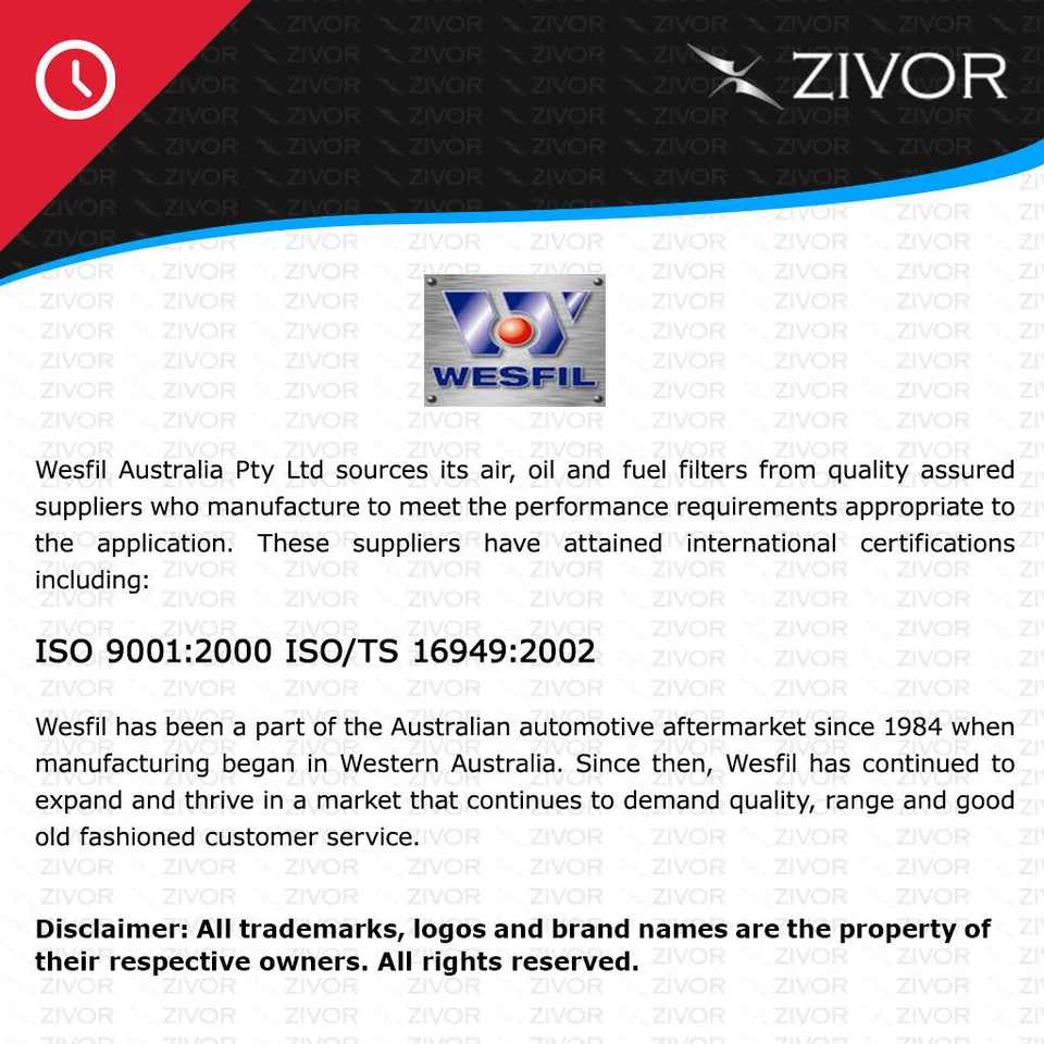 WESFIL Filter Service Kit For TOYOTA HILUX LN167R 3.0L 5L 1997-2000 #WK4 - image 2 of 4