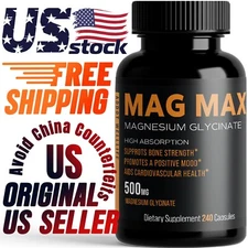 Magnesium Glycinate 500mg - 240 Capsules | 8-Month Supply | Premium USA Formula