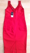 New Next Size 10 Red Appliqué Lace Bodycon Dress, WIGGLE, BNWT