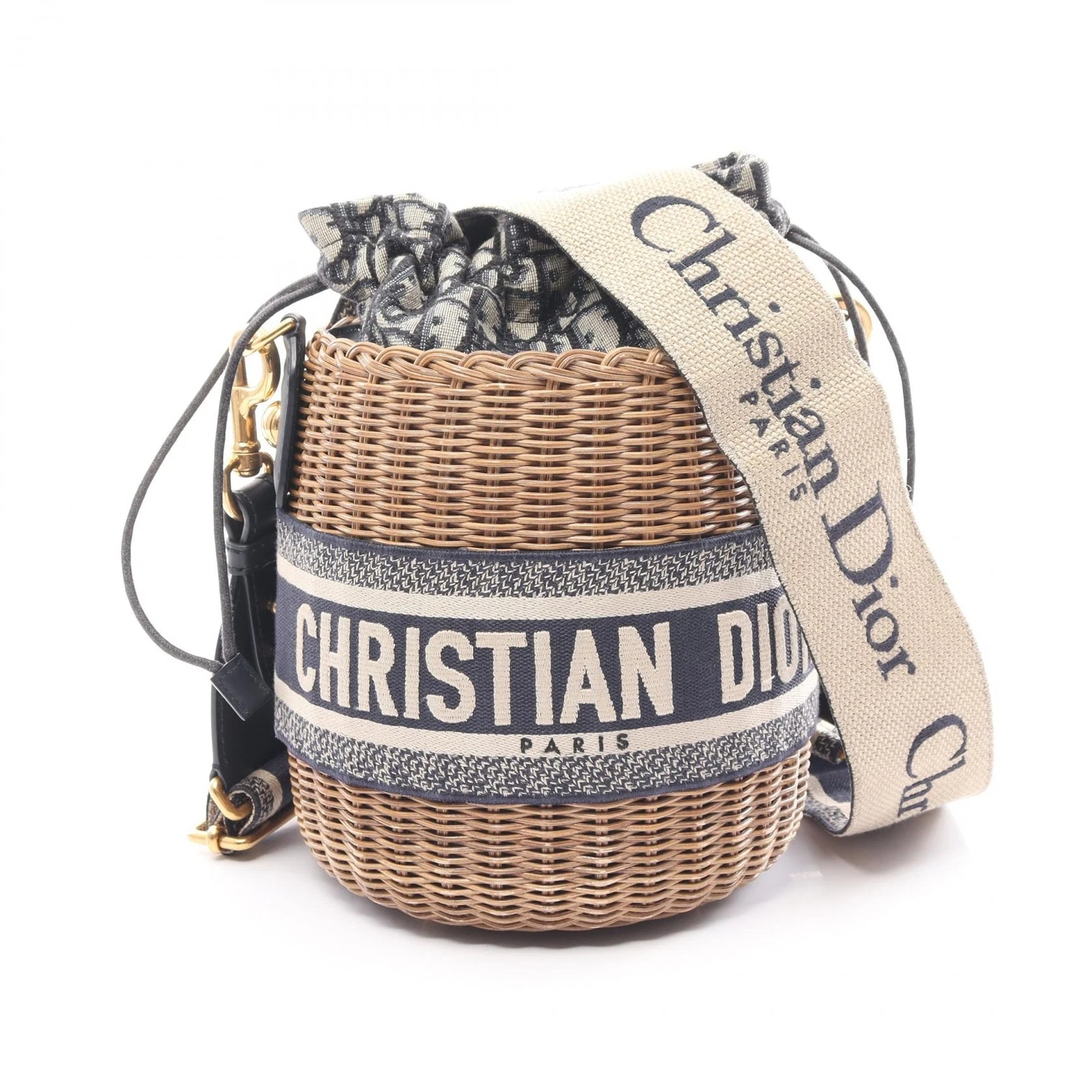 Sac bandoulière Christian Dior oblique osier M7600CMVO toile cuir rotin beige