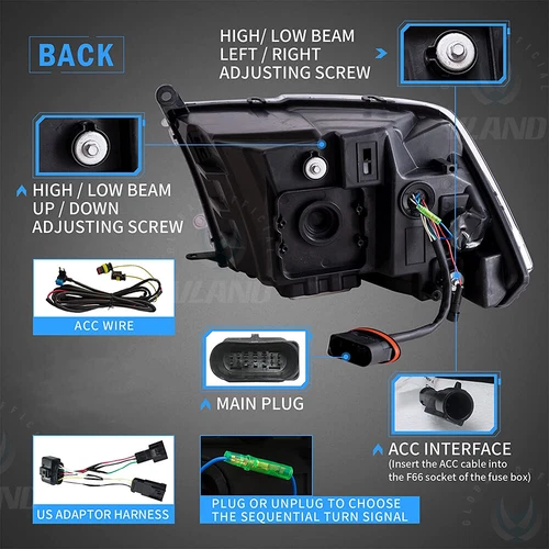 Für 2009-2018 Dodge Ram 1500 2500 3500 LED DRL Dual Projektor Front Scheinwerfer - Bild 7 von 12