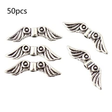 50 Pcs Angel Wing Spacer Metal Charm Beads for DIY Necklace Jewellery