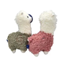 Cartoon Alpaca LLama Small Plush Stuffed Animals Toy Green Pink Lot Of 2